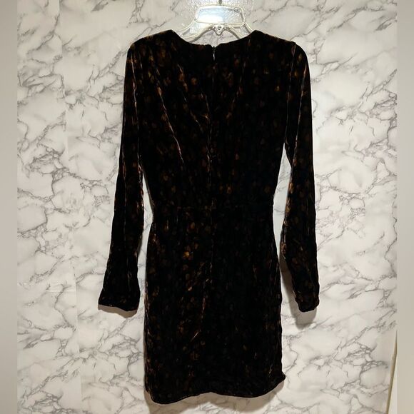 ZARA Leopard print velvet long sleeve dress XS - Picture 6 of 8